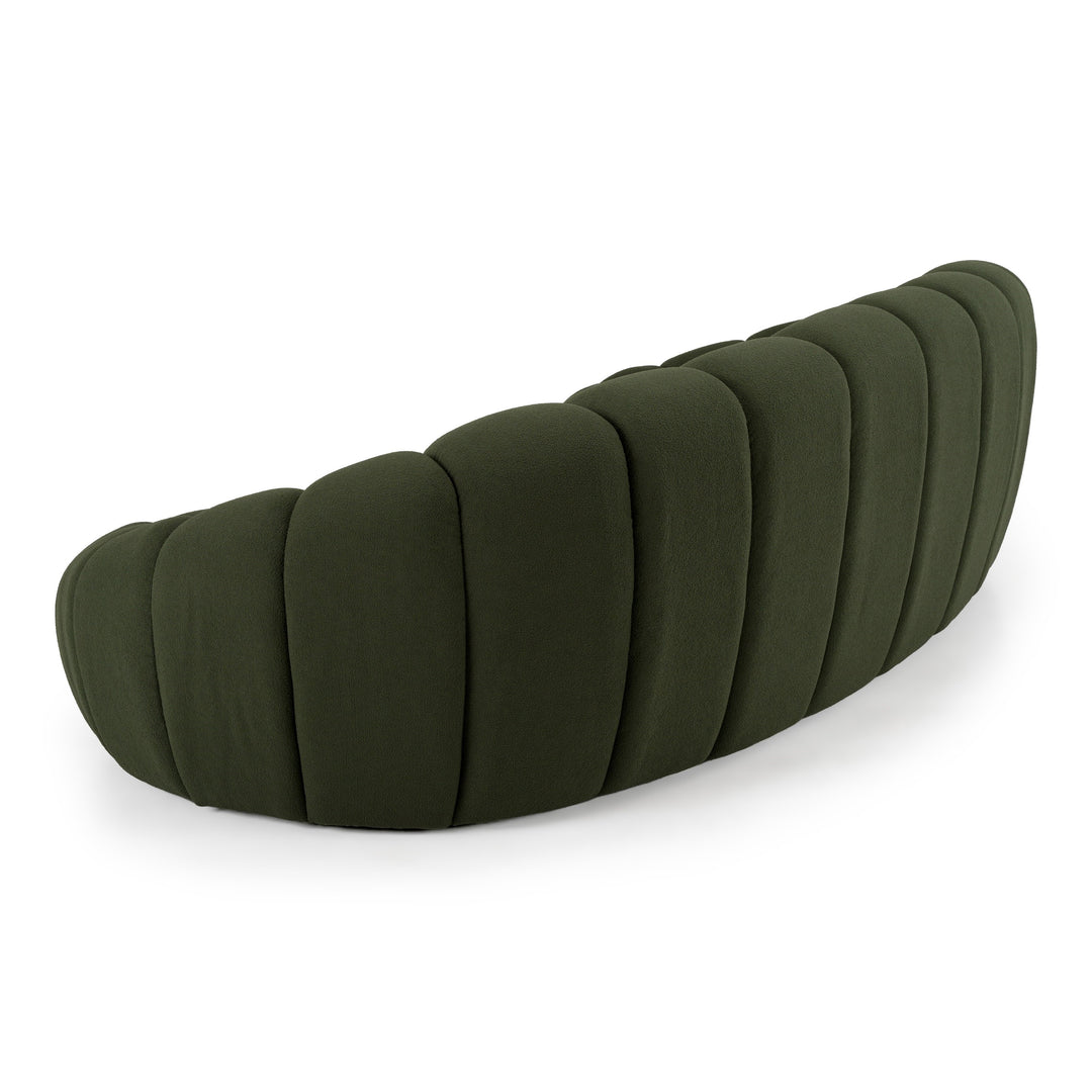 Yolonda - Modern Curved Green Fabric Sofa