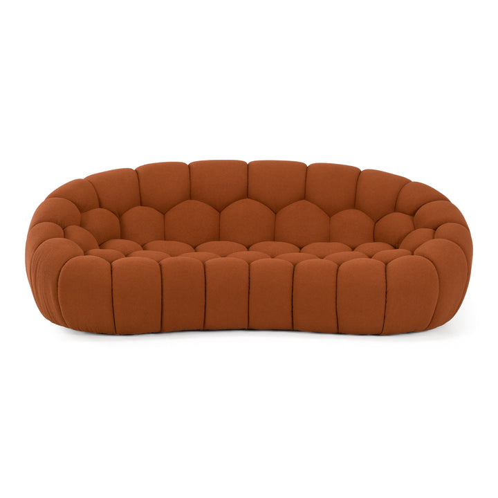 Yolonda - Modern Curved Orange Fabric Loveseat