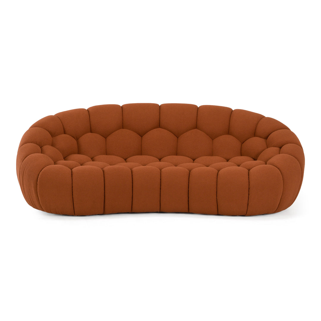 Yolonda - Modern Curved Orange Fabric Loveseat