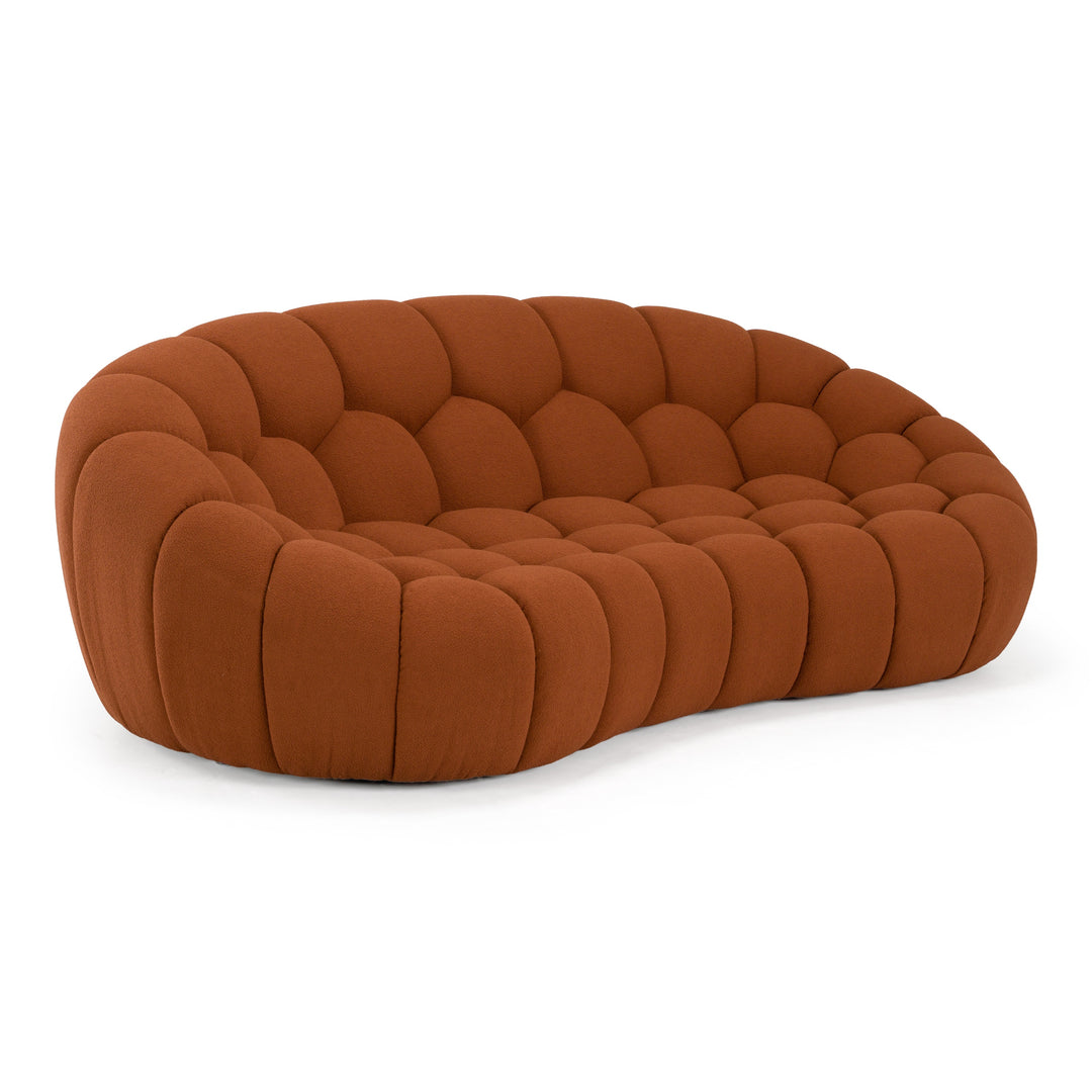 Yolonda - Modern Curved Orange Fabric Loveseat