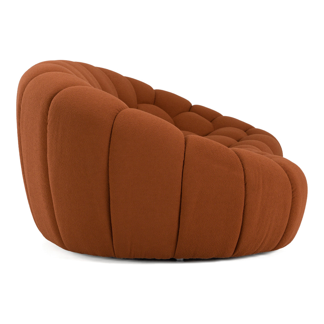 Yolonda - Modern Curved Orange Fabric Loveseat