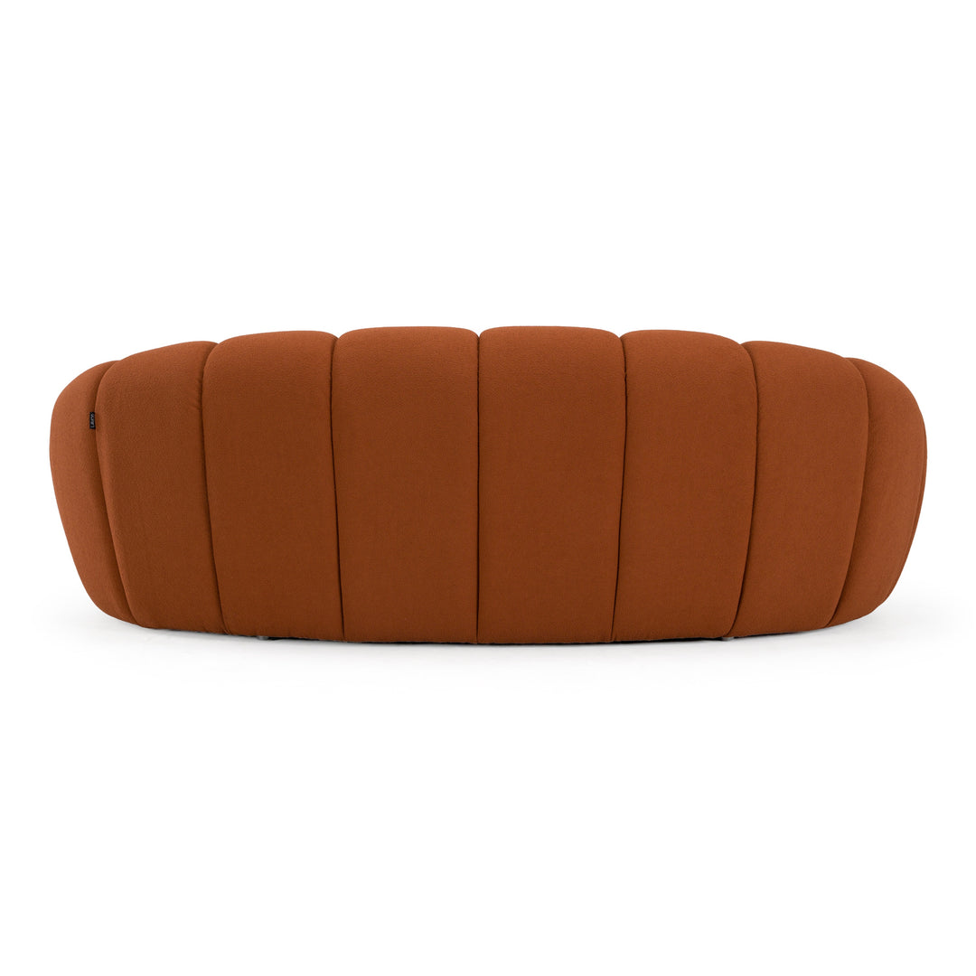 Yolonda - Modern Curved Orange Fabric Loveseat