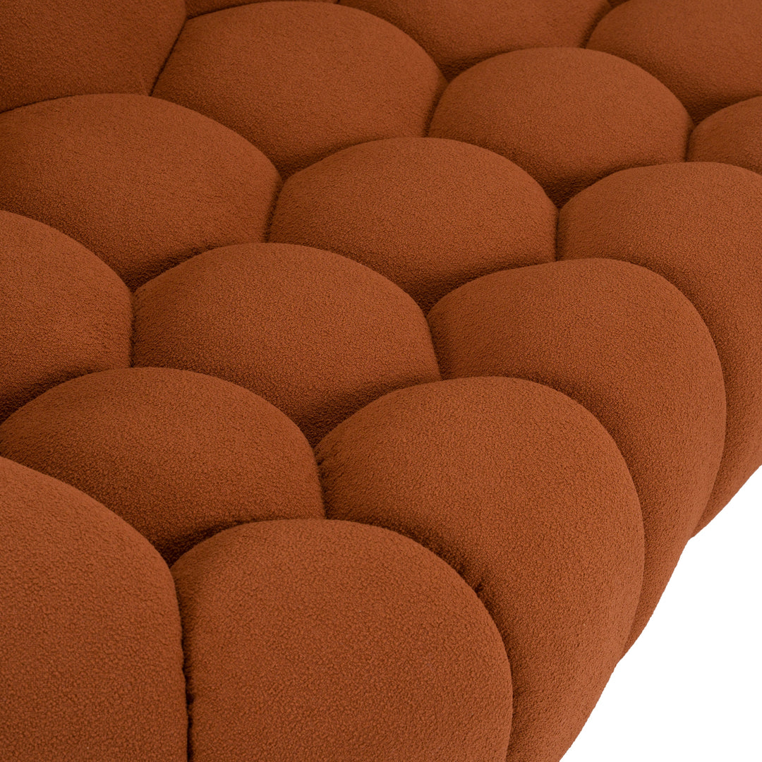 Yolonda - Modern Curved Orange Fabric Loveseat