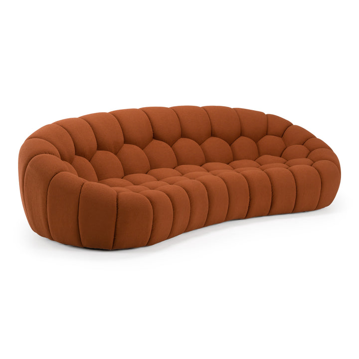 Yolonda - Modern Curved Orange Fabric Sofa