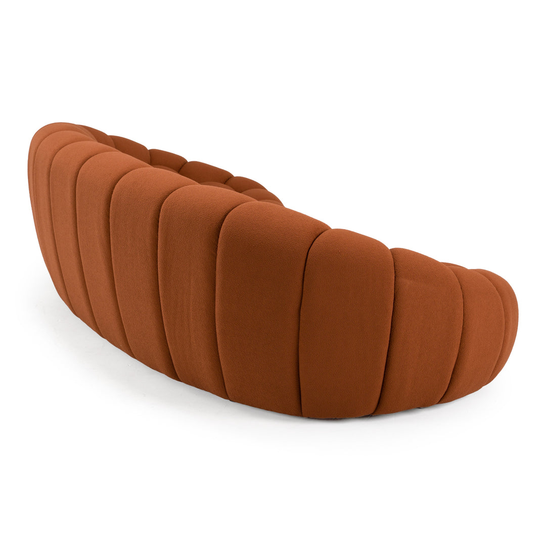 Yolonda - Modern Curved Orange Fabric Sofa