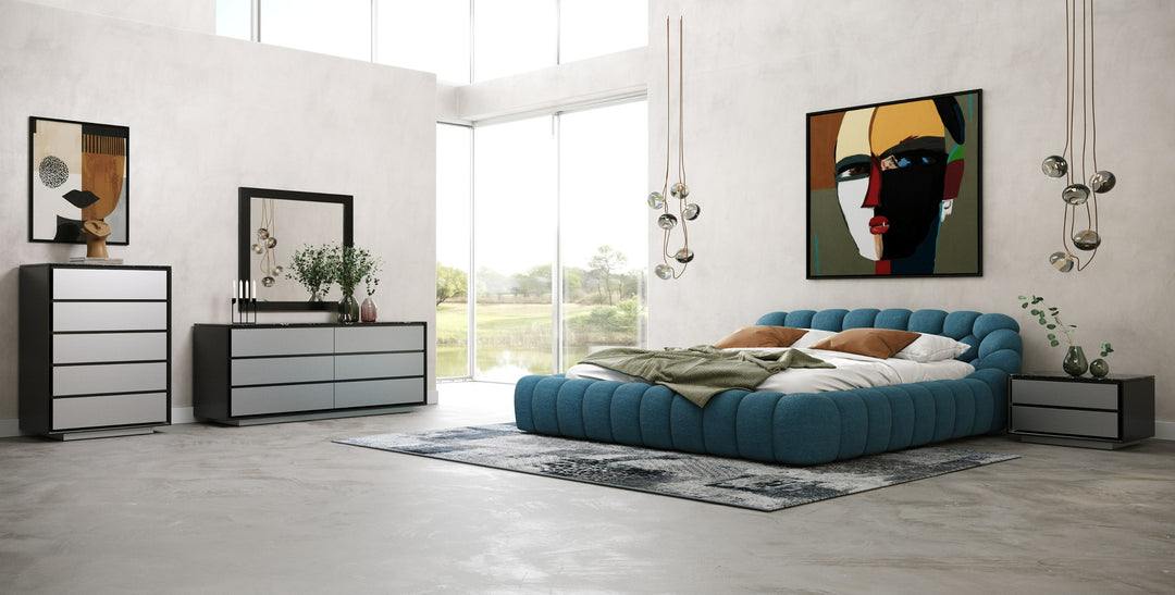 Yolonda - Modern Dark Teal Fabric Bed