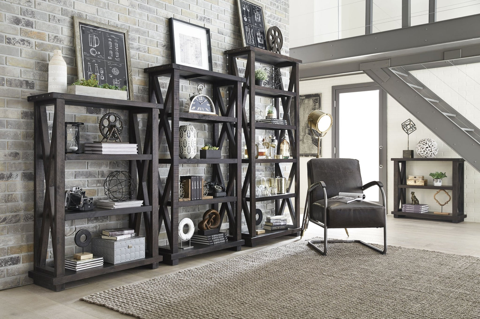 Yosemite Solid Wood 54x39 inch Bookshelf in Cafe Bookcase modern furniture Contempo Furniture