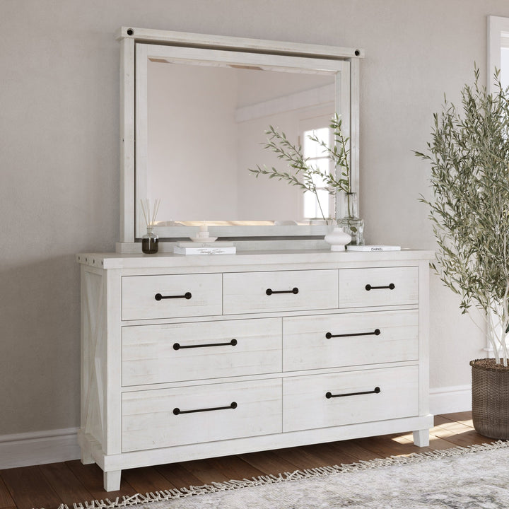 Yosemite Solid Wood Mirror in Rustic White Mirror modern furniture Contempo Furniture
