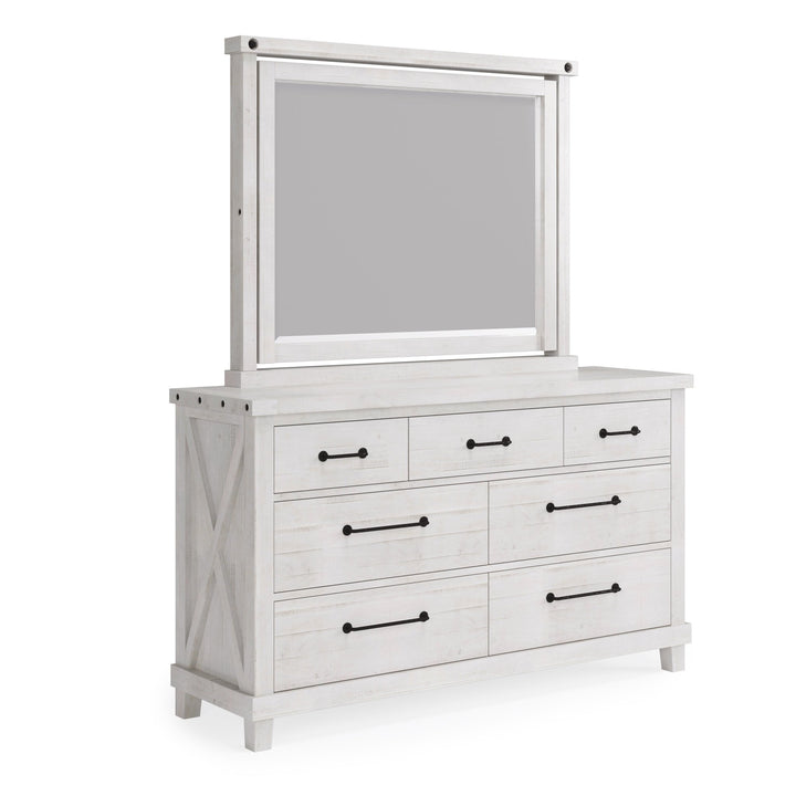 Yosemite Solid Wood Mirror in Rustic White Mirror modern furniture Contempo Furniture