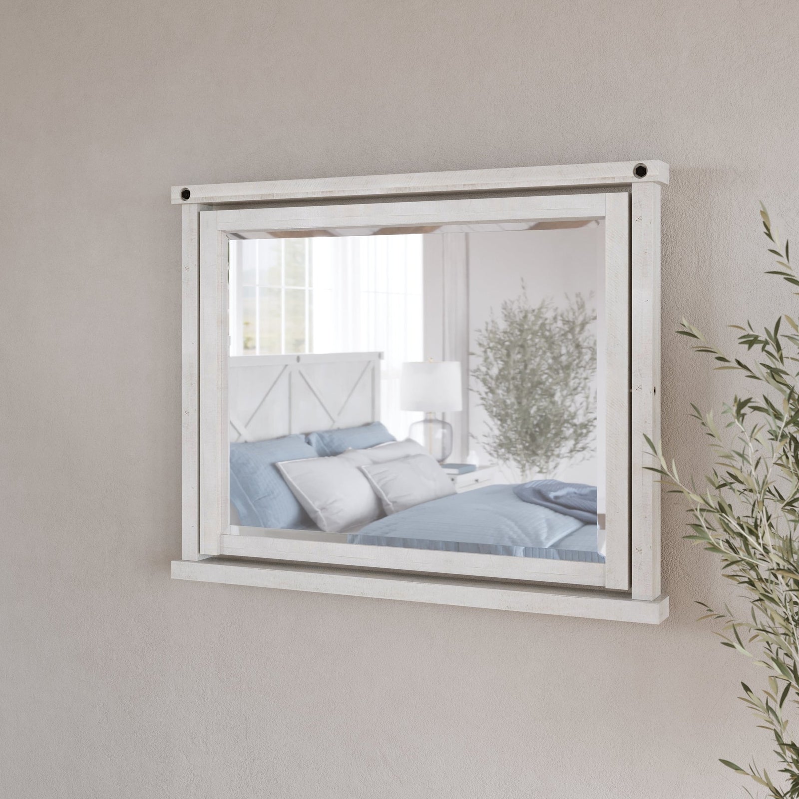 Yosemite Solid Wood Mirror in Rustic White Mirror modern furniture Contempo Furniture