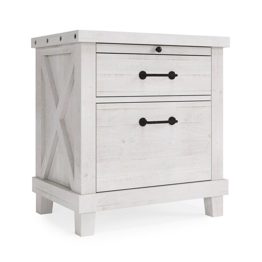 Yosemite Solid Wood Nightstand in Rustic White Nightstand modern furniture Contempo Furniture