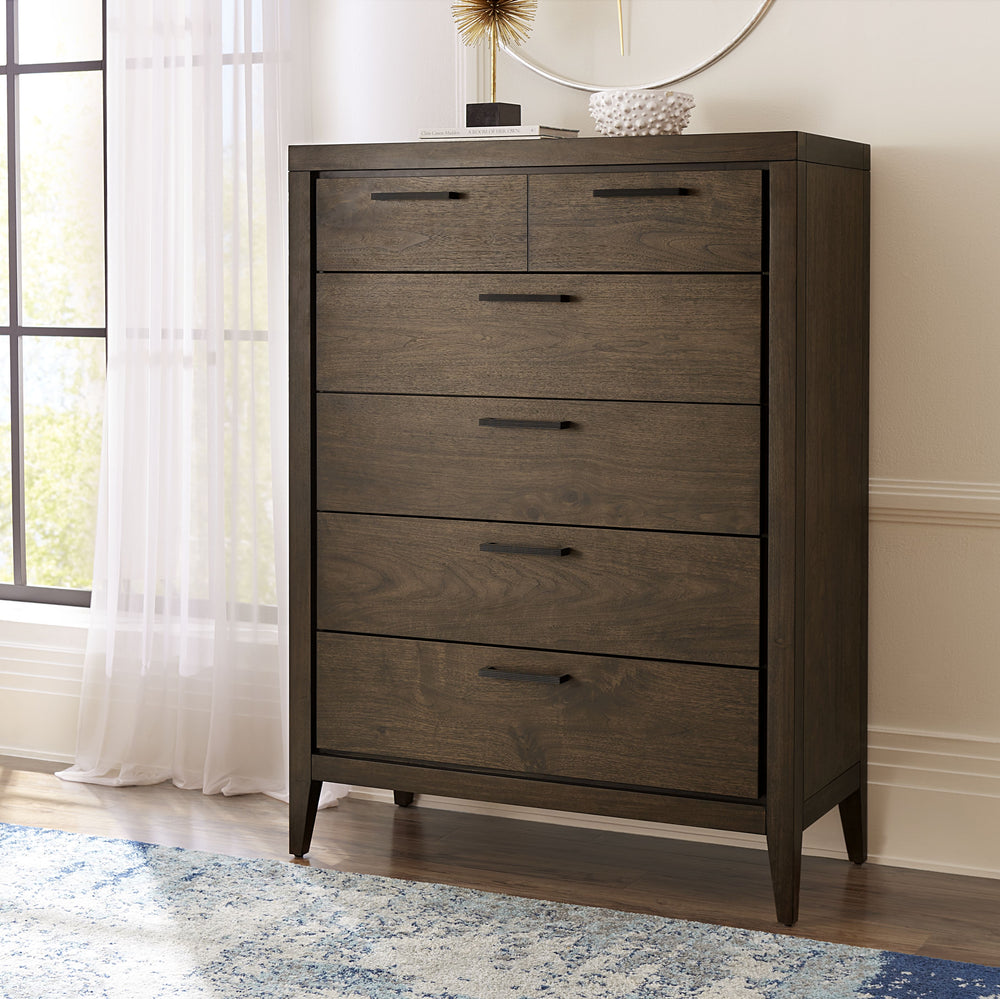 Modus Furniture Lwy684A Boracay Five Drawer Walnut Chest In Wild Oats Brown 2024