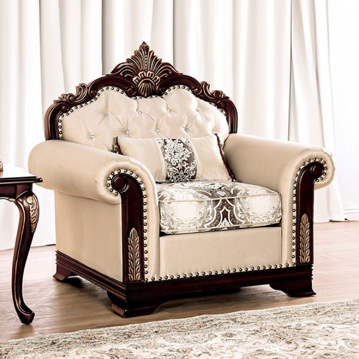 Yucatan Traditional Accent Chair with Tufted Back & Nailhead Trim Chair modern furniture Contempo Furniture