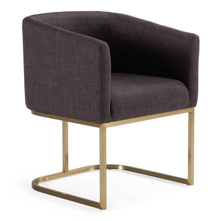 Yukon Modern Grey Fabric & Antique Brass Dining Chair
