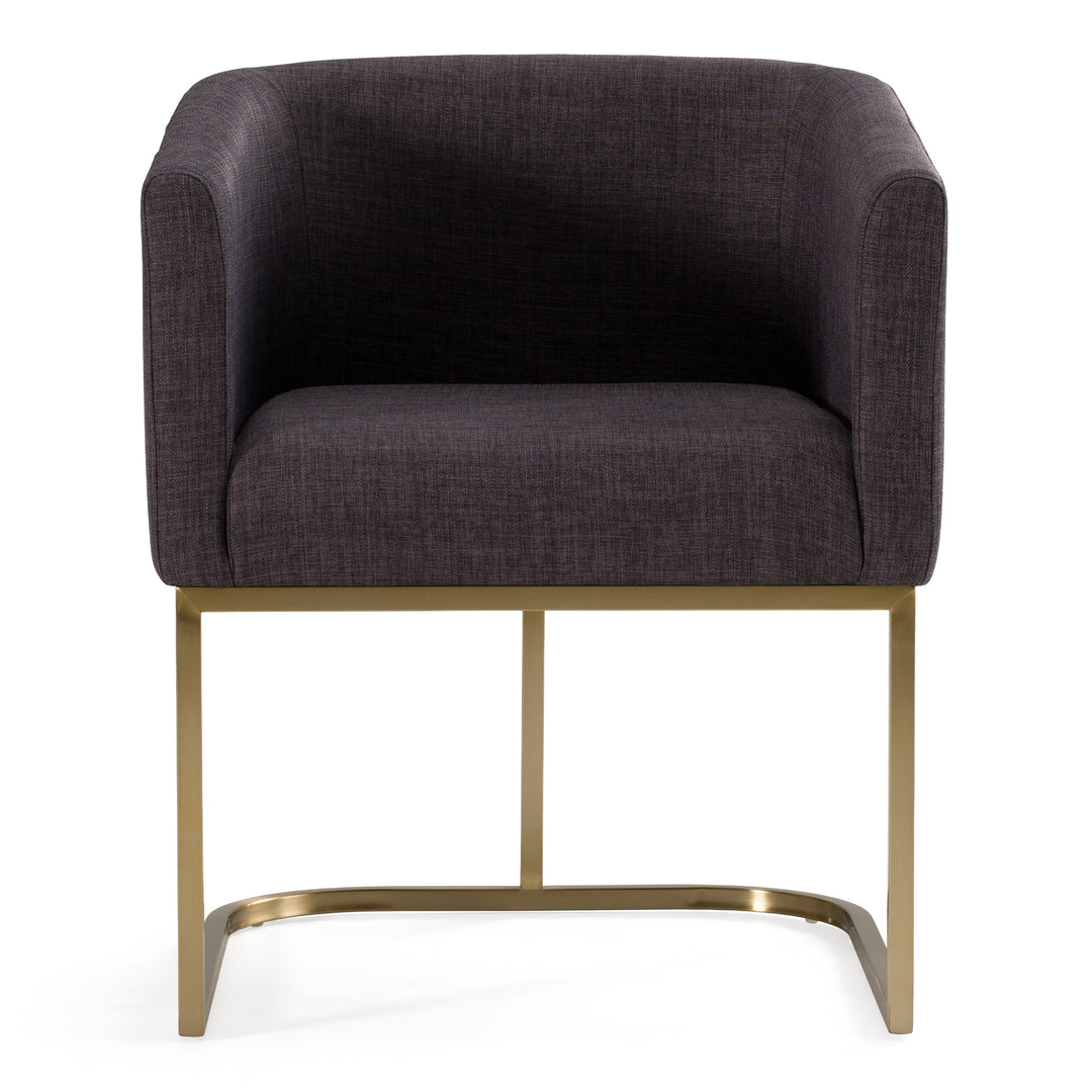 Yukon Modern Grey Fabric & Antique Brass Dining Chair
