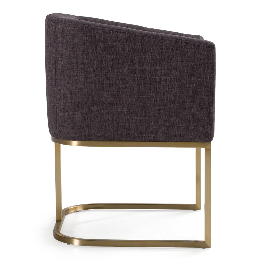 Yukon Modern Grey Fabric & Antique Brass Dining Chair