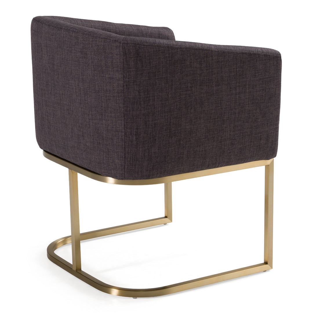 Yukon Modern Grey Fabric & Antique Brass Dining Chair