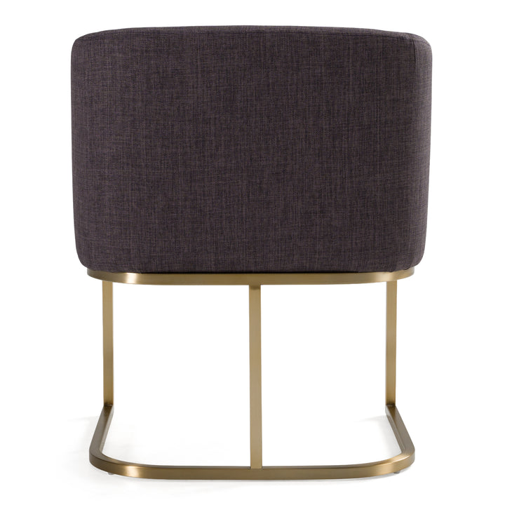 Yukon Modern Grey Fabric & Antique Brass Dining Chair