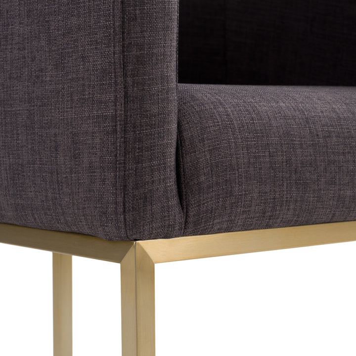 Yukon Modern Grey Fabric &amp; Antique Brass Dining Chair