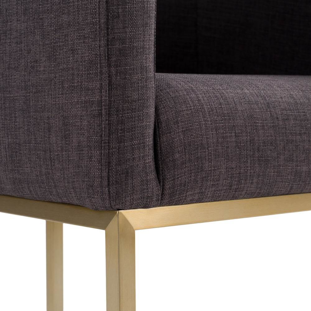 Yukon Modern Grey Fabric & Antique Brass Dining Chair - View 8
