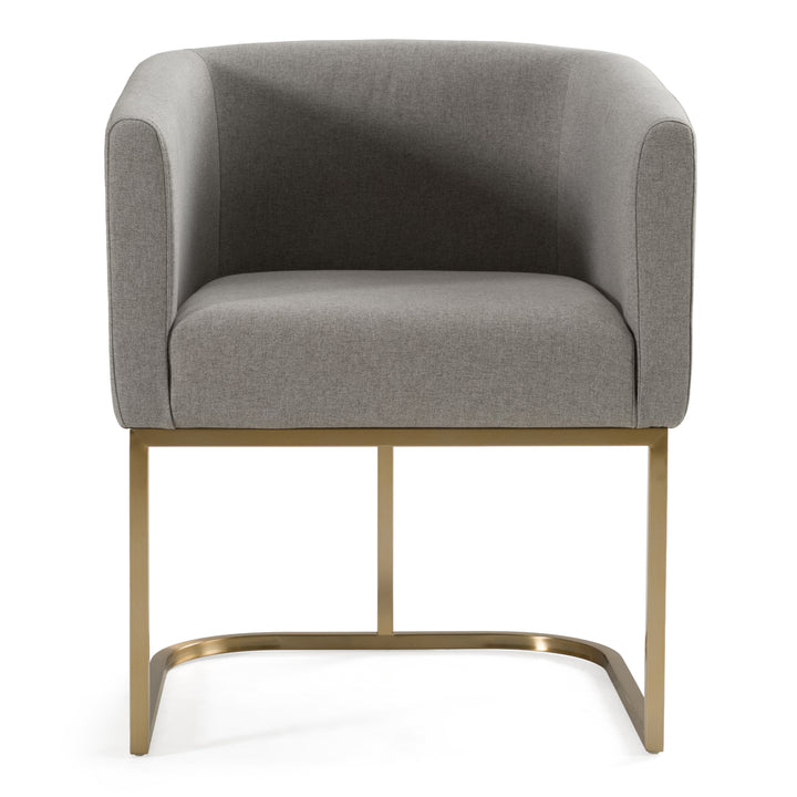 Yukon - Modern Medium Grey Fabric &amp; Antique Brass Dining Chair