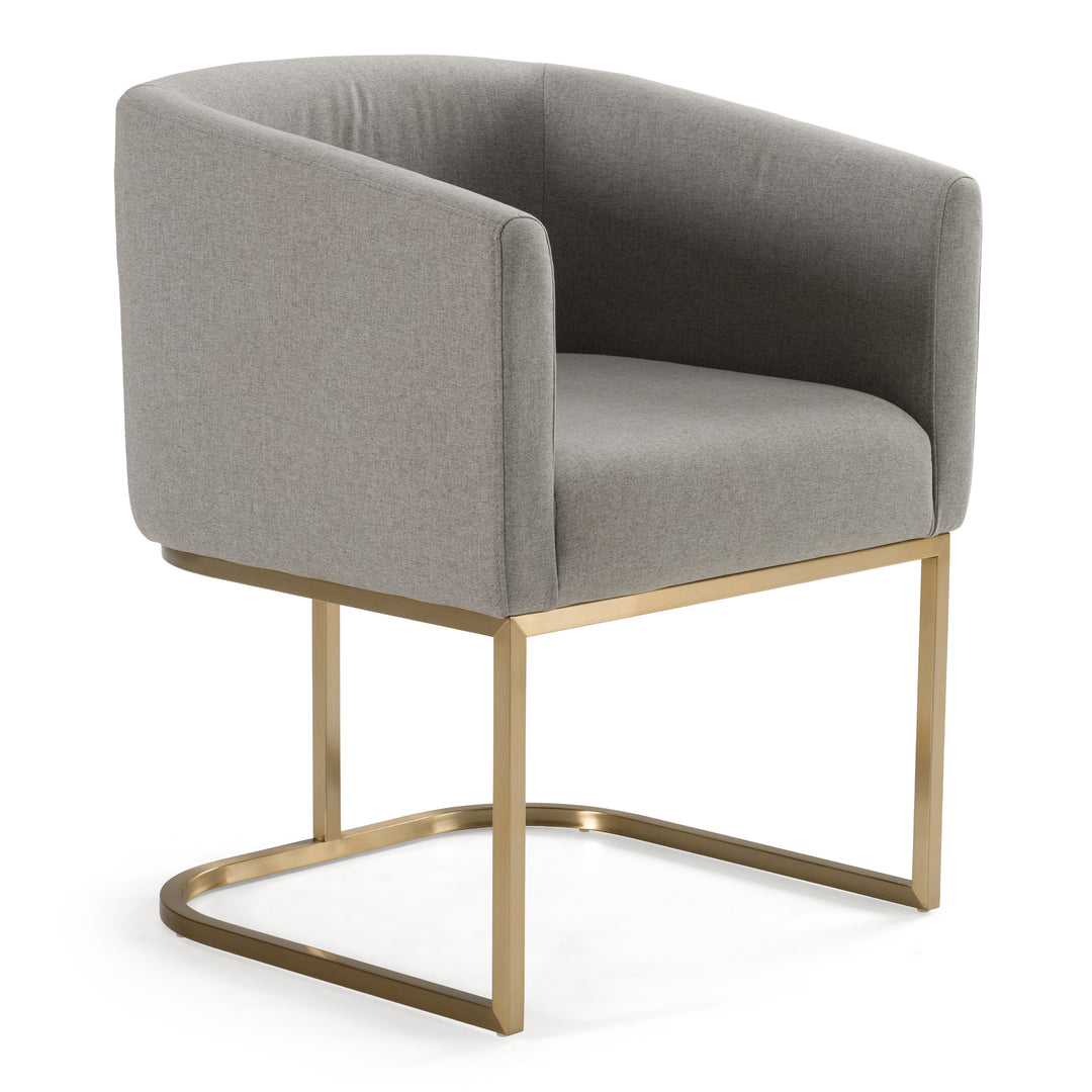 Yukon - Modern Medium Grey Fabric & Antique Brass Dining Chair