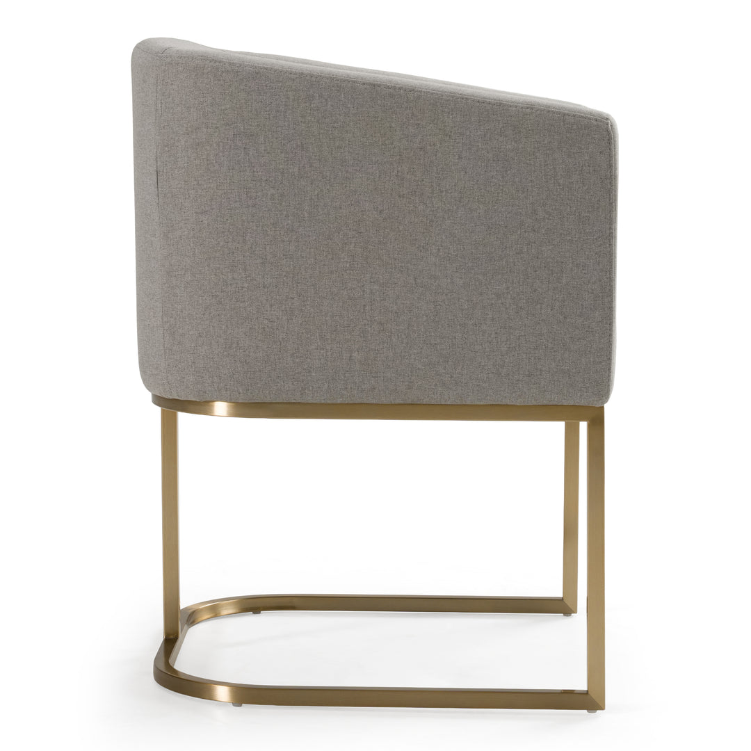 Yukon - Modern Medium Grey Fabric & Antique Brass Dining Chair
