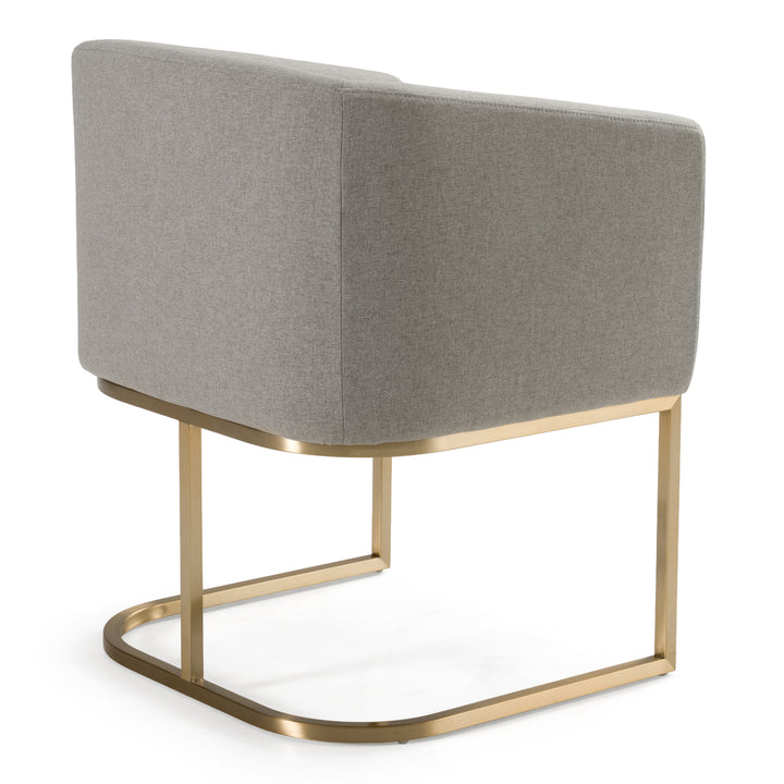 Yukon - Modern Medium Grey Fabric &amp; Antique Brass Dining Chair