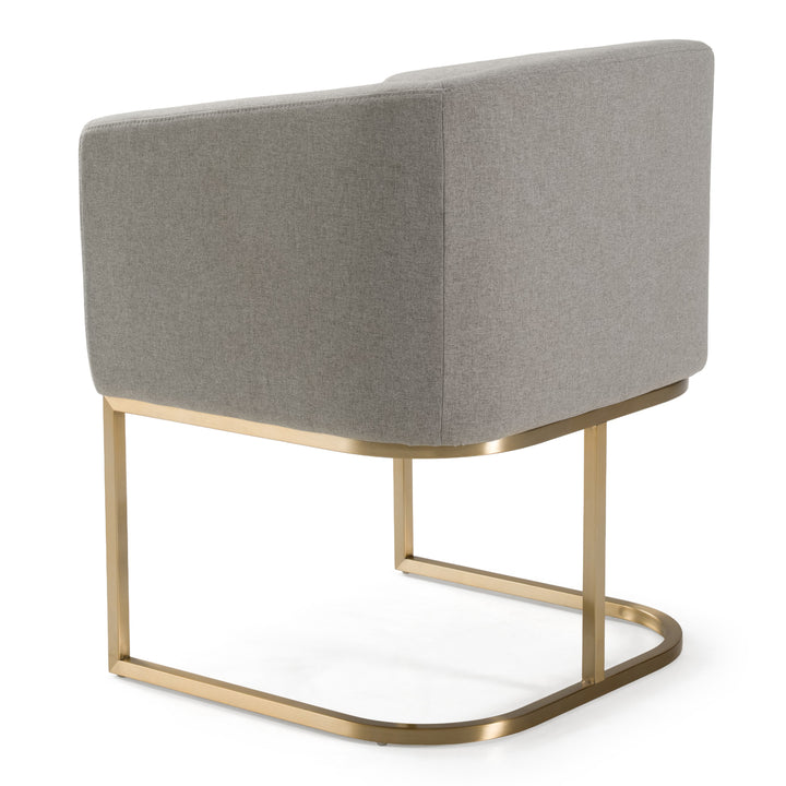 Yukon - Modern Medium Grey Fabric &amp; Antique Brass Dining Chair