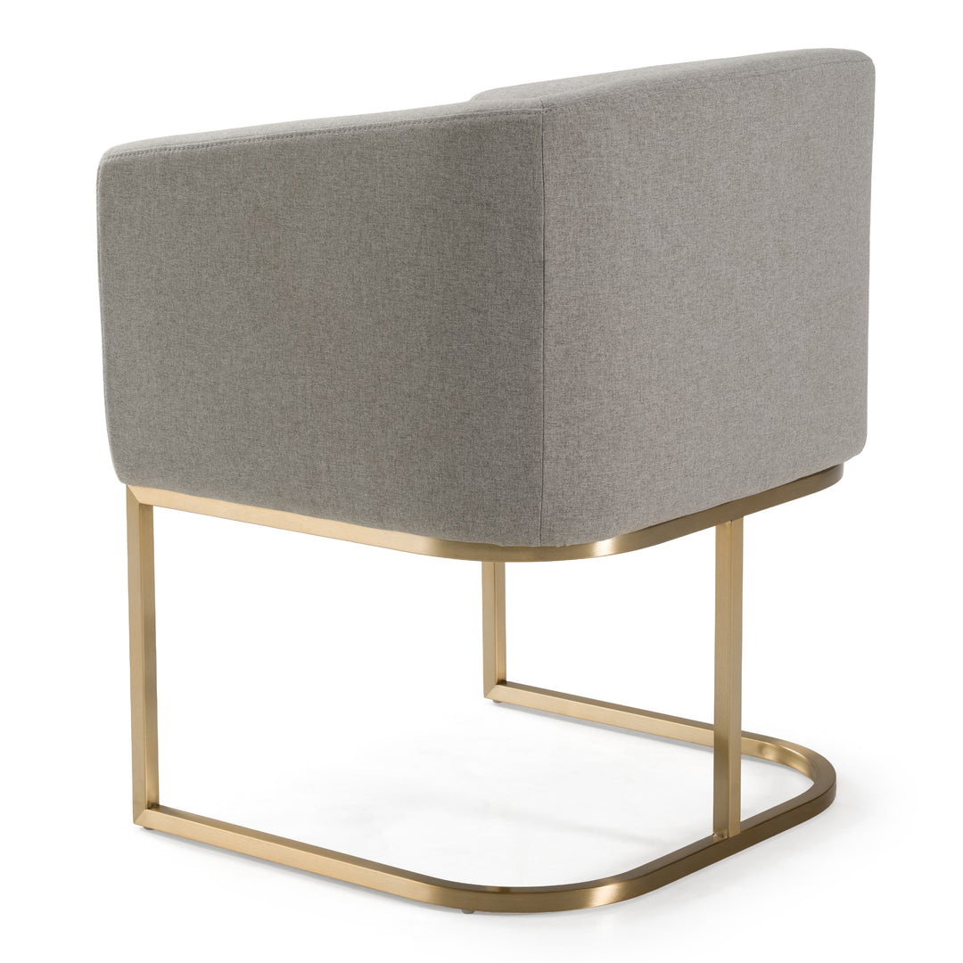 Yukon - Modern Medium Grey Fabric & Antique Brass Dining Chair