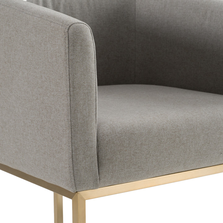 Yukon - Modern Medium Grey Fabric &amp; Antique Brass Dining Chair