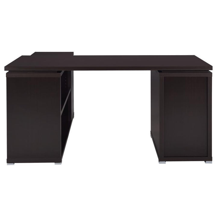 Yvette - 3 - Drawer L - Shape Computer Desk - Cappuccino Corner Desk modern furniture Contempo Furniture