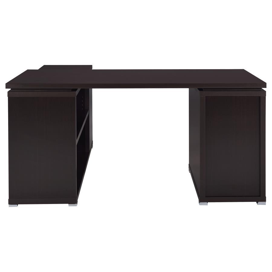 Yvette - 3 - Drawer L - Shape Computer Desk - Cappuccino Corner Desk modern furniture Contempo Furniture