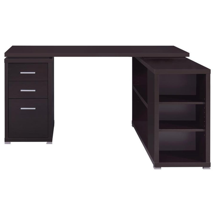 Yvette - 3 - Drawer L - Shape Computer Desk - Cappuccino Corner Desk modern furniture Contempo Furniture