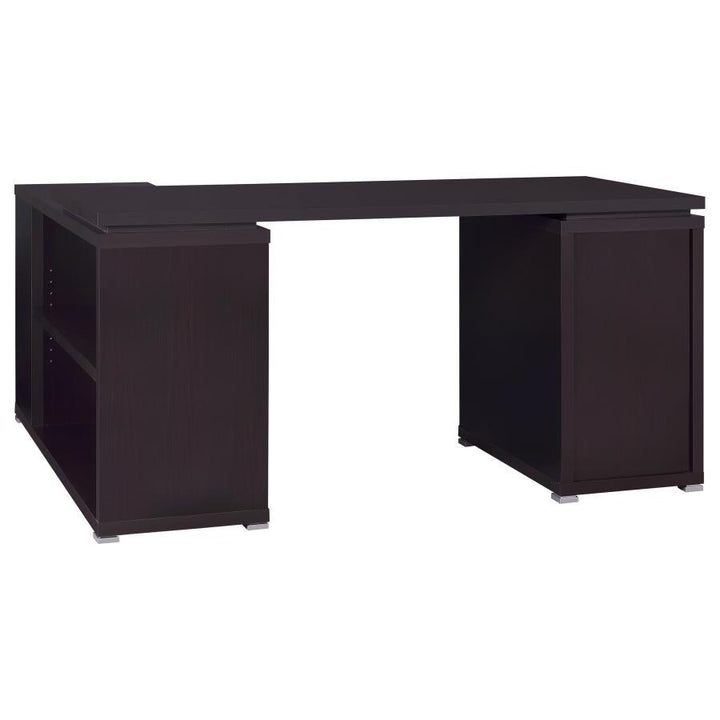 Yvette - 3 - Drawer L - Shape Computer Desk - Cappuccino Corner Desk modern furniture Contempo Furniture