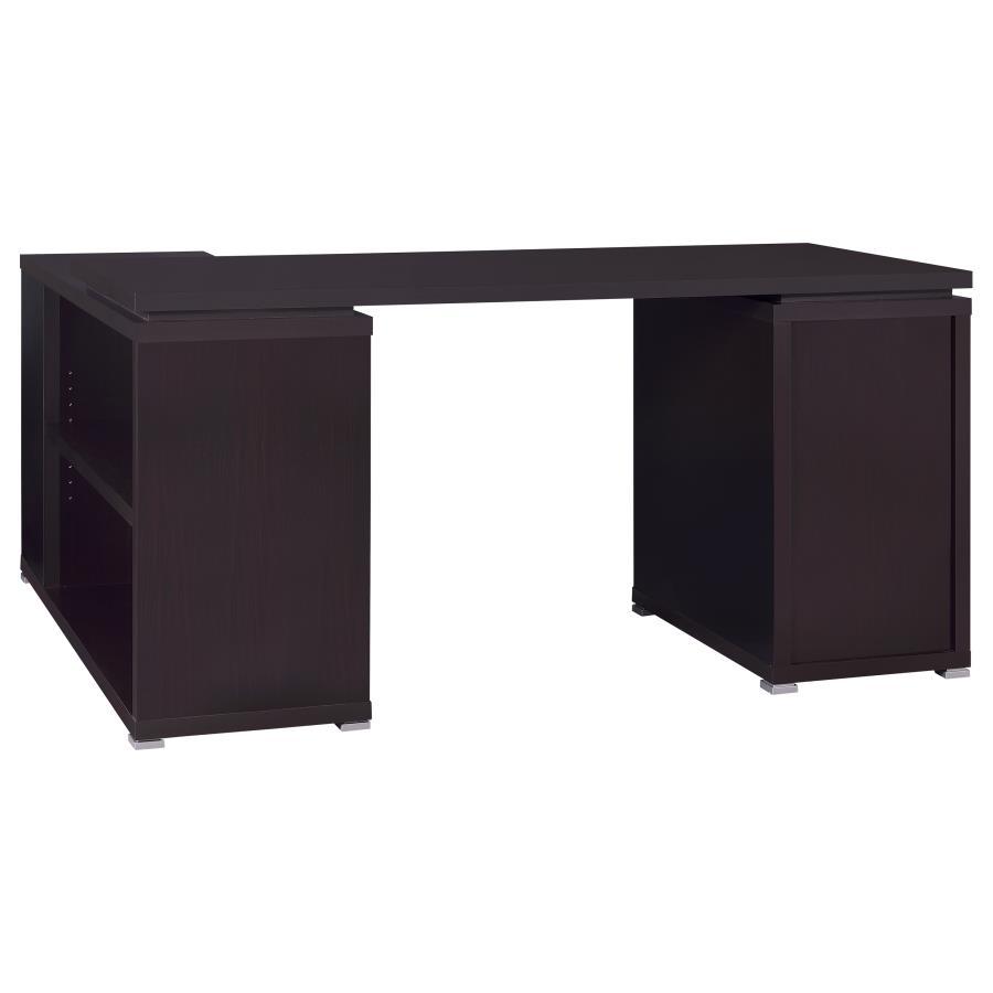 Yvette - 3 - Drawer L - Shape Computer Desk - Cappuccino Corner Desk modern furniture Contempo Furniture
