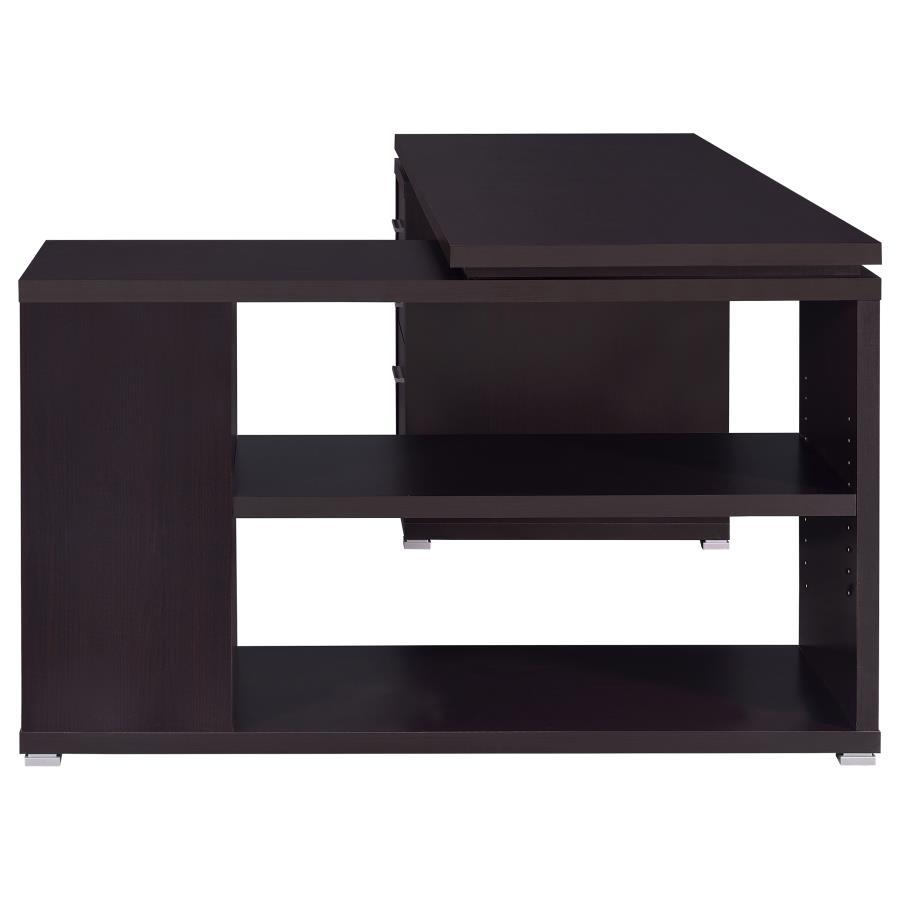 Yvette - 3 - Drawer L - Shape Computer Desk - Cappuccino Corner Desk modern furniture Contempo Furniture