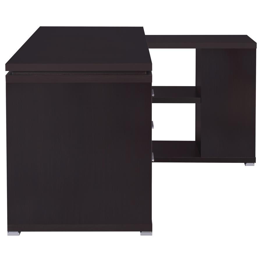 Yvette - 3 - Drawer L - Shape Computer Desk - Cappuccino Corner Desk modern furniture Contempo Furniture