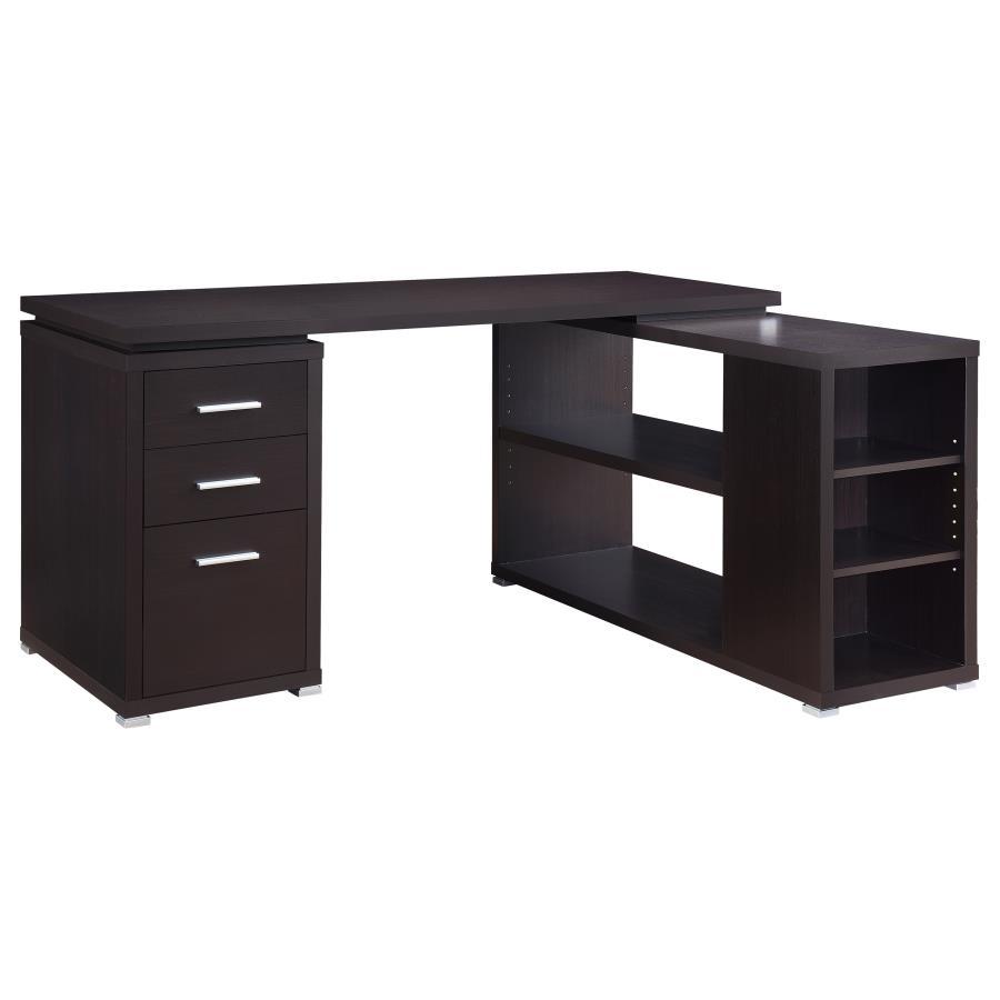 Yvette - 3 - Drawer L - Shape Computer Desk - Cappuccino Corner Desk modern furniture Contempo Furniture