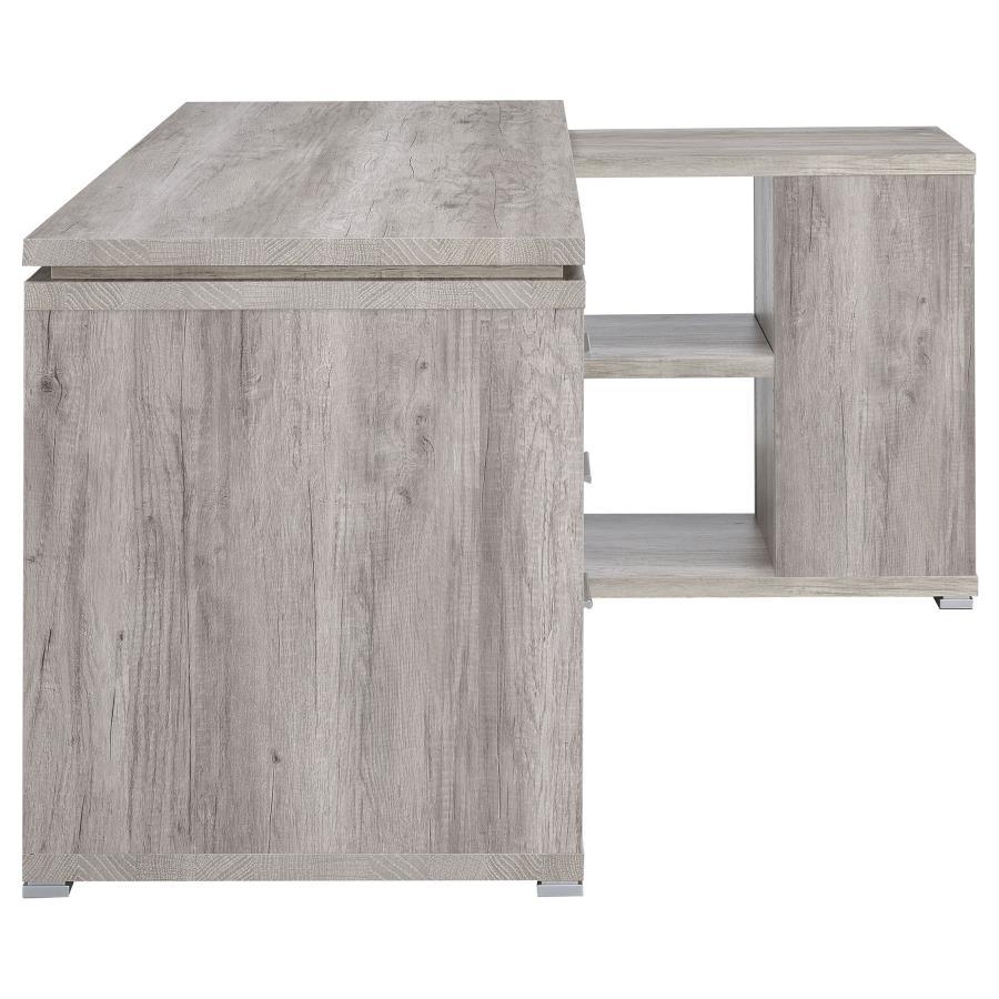 Yvette - 3 - Drawer L - Shape Computer Desk - Gray Driftwood Corner Desk modern furniture Contempo Furniture
