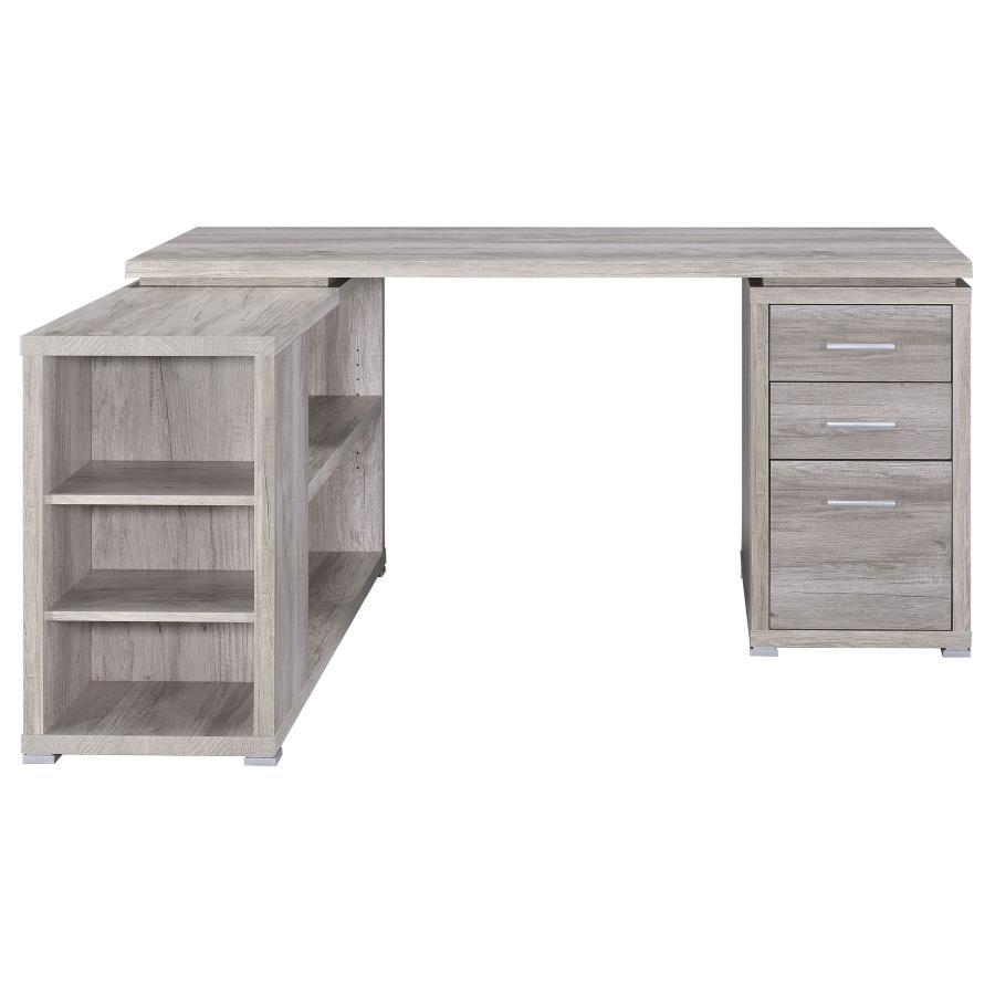 Yvette - 3 - Drawer L - Shape Computer Desk - Gray Driftwood Corner Desk modern furniture Contempo Furniture