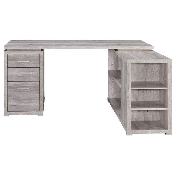 Yvette - 3 - Drawer L - Shape Computer Desk - Gray Driftwood Corner Desk modern furniture Contempo Furniture
