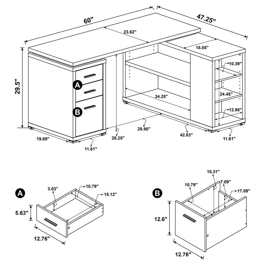 Yvette - 3 - Drawer L - Shape Computer Desk - Gray Driftwood Corner Desk modern furniture Contempo Furniture