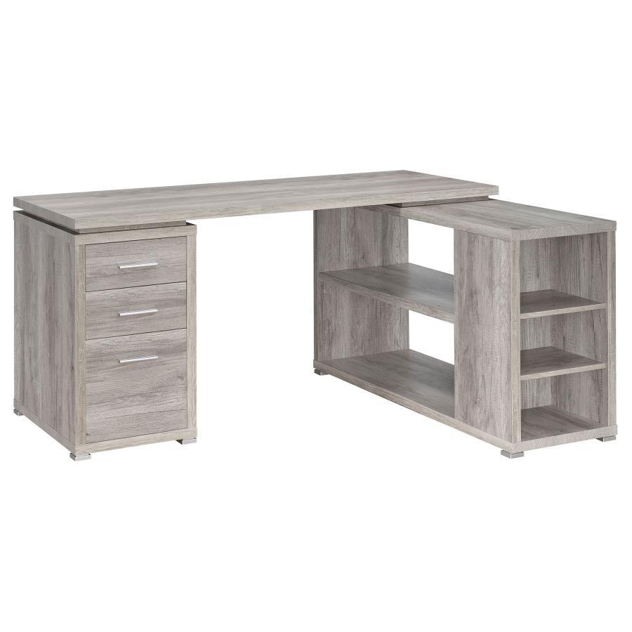 Yvette - 3 - Drawer L - Shape Computer Desk - Gray Driftwood Corner Desk modern furniture Contempo Furniture