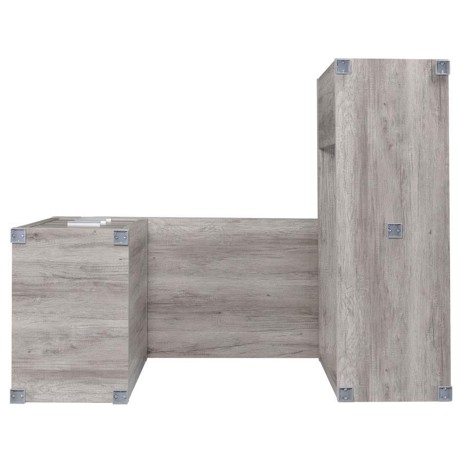 Yvette - 3 - Drawer L - Shape Computer Desk - Gray Driftwood Corner Desk modern furniture Contempo Furniture