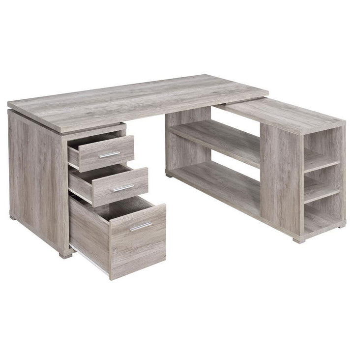 Yvette - 3 - Drawer L - Shape Computer Desk - Gray Driftwood Corner Desk modern furniture Contempo Furniture