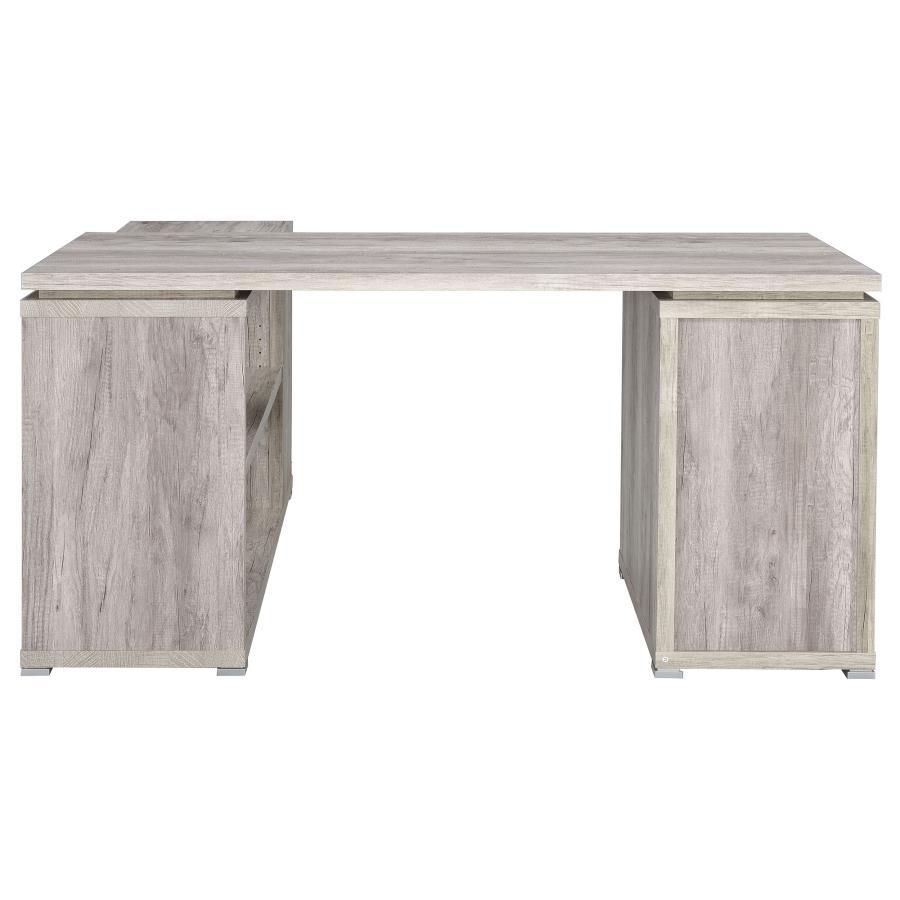 Yvette - 3 - Drawer L - Shape Computer Desk - Gray Driftwood Corner Desk modern furniture Contempo Furniture