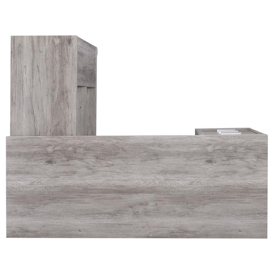 Yvette - 3 - Drawer L - Shape Computer Desk - Gray Driftwood Corner Desk modern furniture Contempo Furniture