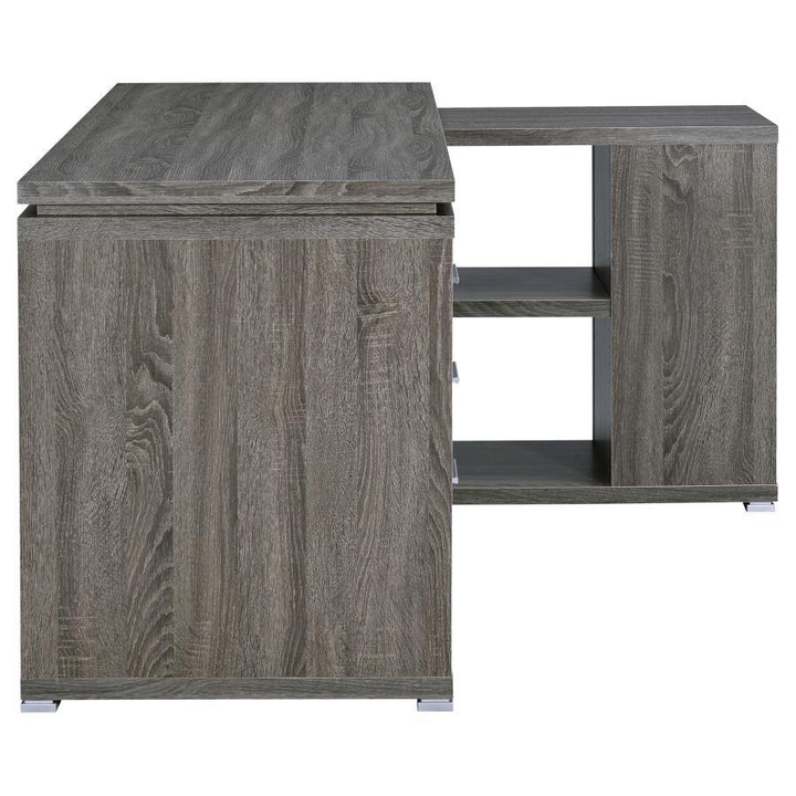 Yvette - 3 - Drawer L - Shape Computer Desk - Weathered Gray Corner Desk modern furniture Contempo Furniture