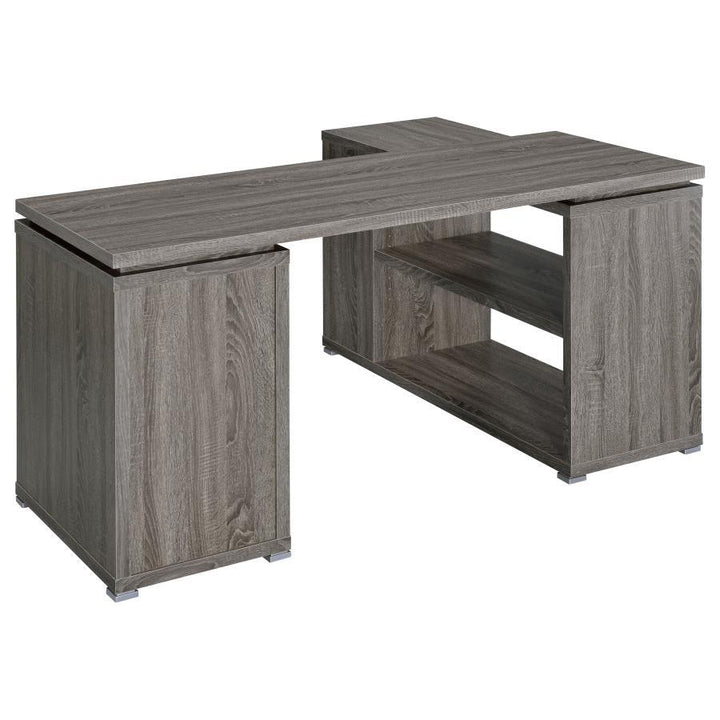 Yvette - 3 - Drawer L - Shape Computer Desk - Weathered Gray Corner Desk modern furniture Contempo Furniture